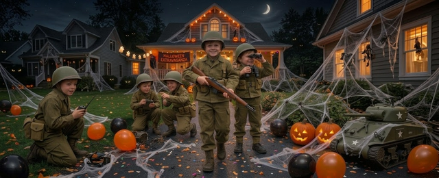 Army Soldier Costume Kids,Unisex WWII Soldier Dress Up with Hat,Halloween Cosplay Outfit,Khaki