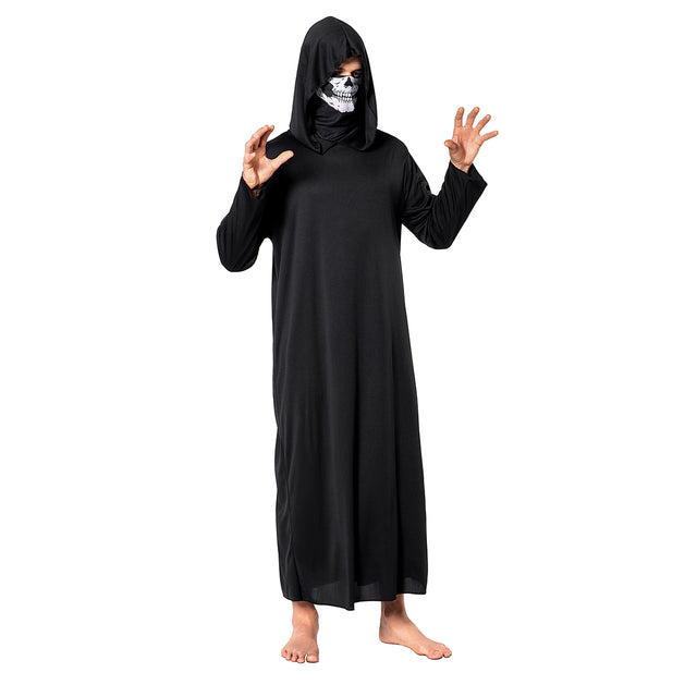 Ghost Face Gown Costume Adult,Creepy Qhantom Dress Up Unisex,Halloween Scary Cosplay Suit with Mask,Black