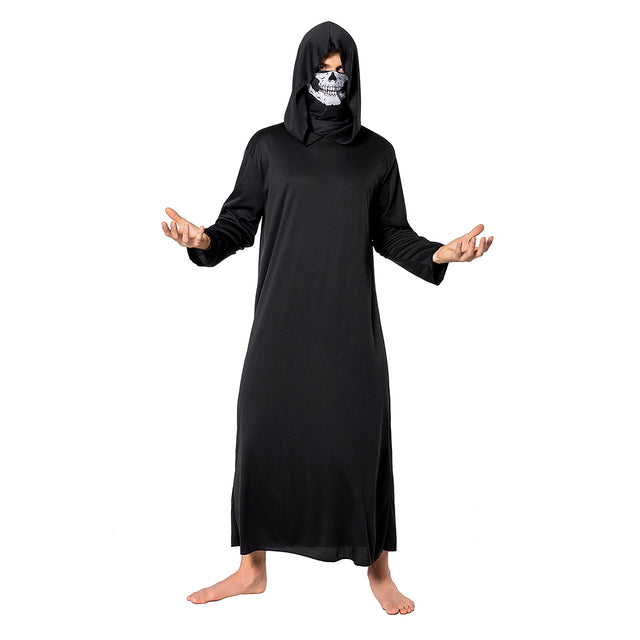Ghost Face Gown Costume Adult,Creepy Qhantom Dress Up Unisex,Halloween Scary Cosplay Suit with Mask,Black