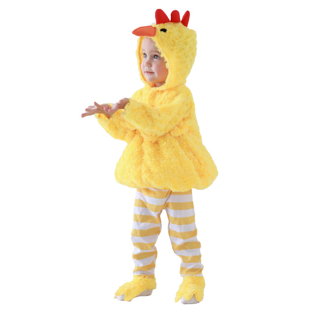 Chicken Costume for Children,Halloween Easter Animals Stripe Outfit,Plush Raya Chick Set Kids Unisex Yellow