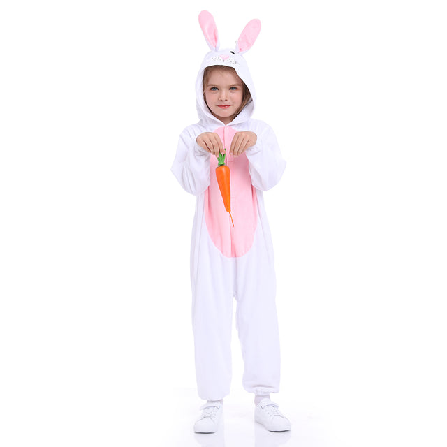 Easter Unisex Bunny Costume for Kid,Halloween Plush Animal Onesie for Child,Flannel Chritmas Hooded Pajamas for Boy&Girl