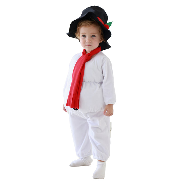 Snowman Costume Unisex Baby for Christmas, Classic Snowman Toddler Jumpsuit Climbing Suit with Hat