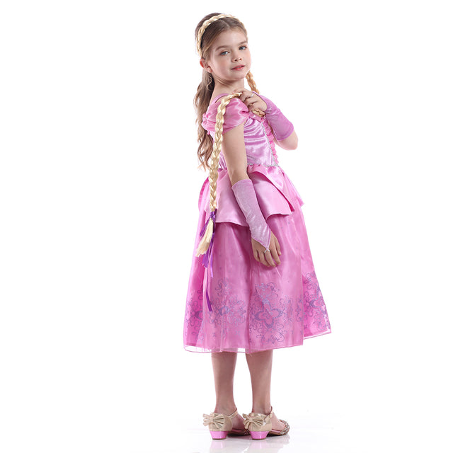 Purple Princess Dresses Girls With Accessories, Wedding Party Bridesmaid Off Shoulder Costume Girl, Halloween Long Dress Kids