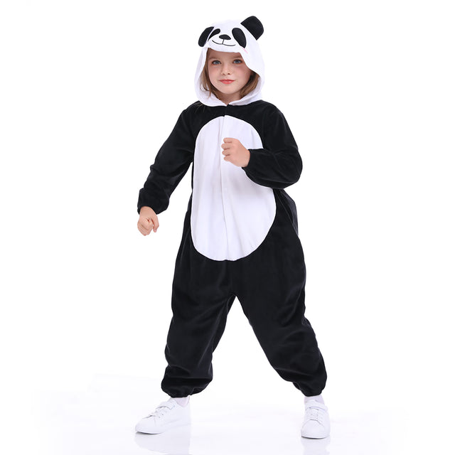 Unisex Panda Costume Kids,Plush Hooded Panda Pajamas Child,Halloween Carnival Kid Jumpsuit Boys & Girls