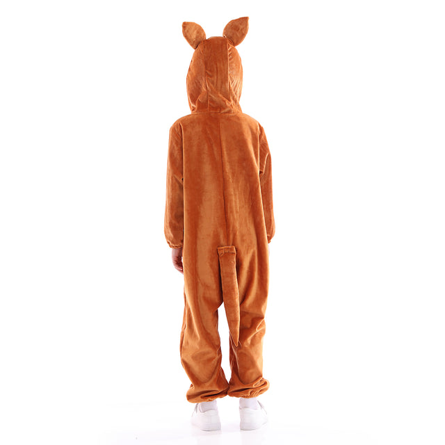 Unisex Kangaroo Costume Kids,Plush Hooded Kangaroo Pajamas Child,Halloween Carnival Kid Jumpsuit Boys & Girls