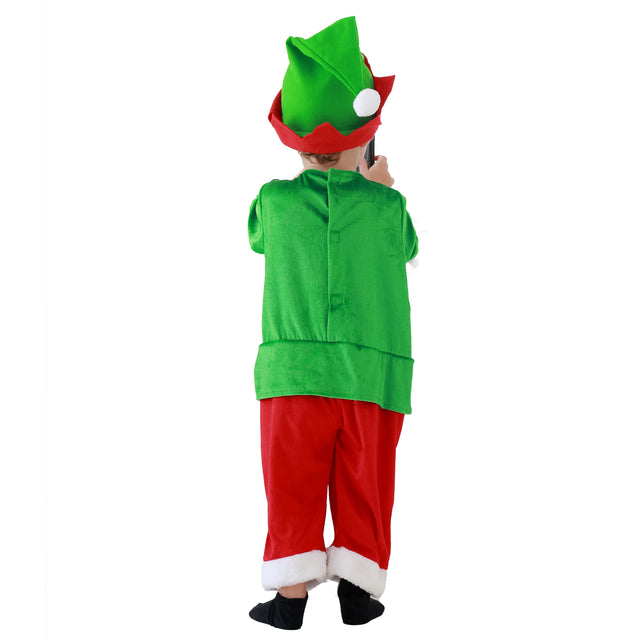 Santa Elf Costume with Hat Headband Unisex Baby for Christmas, Green Santa Elf Dress Kids for Cosplay Party