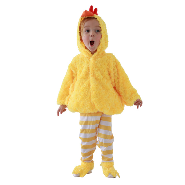 Chicken Costume for Children,Halloween Easter Animals Stripe Outfit,Plush Raya Chick Set Kids Unisex Yellow