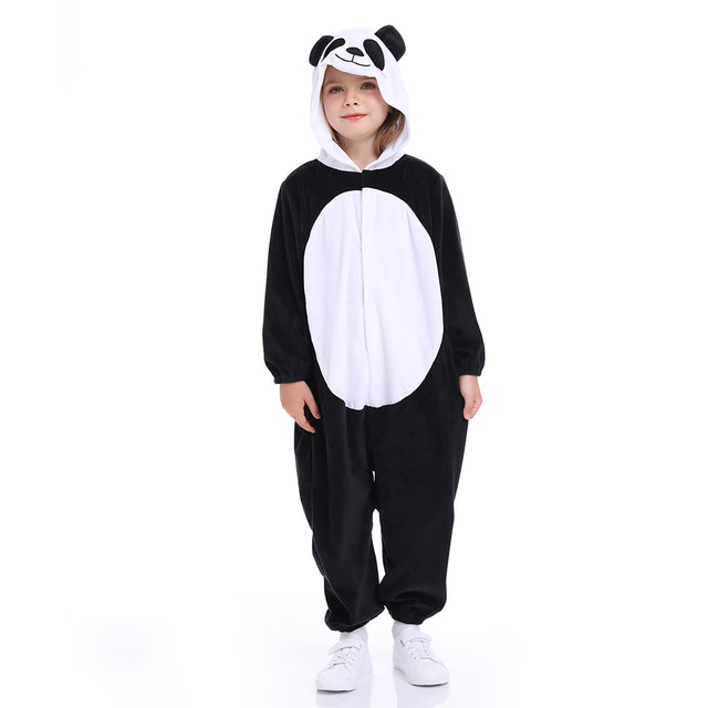 Unisex Panda Costume Kids,Plush Hooded Panda Pajamas Child,Halloween Carnival Kid Jumpsuit Boys & Girls