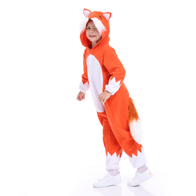 Fox costume for kids, fox pajamas, plush fox animal costume, fancy dress , three size 1-pcs, red