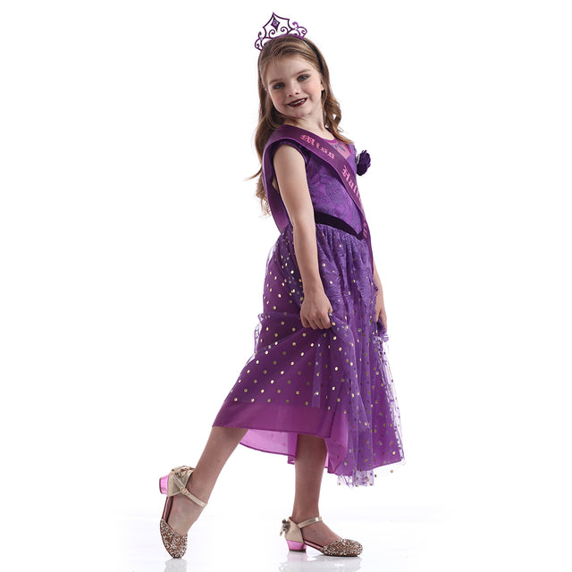 Halloween Witch Costume with Accessories Girls,Fairytale Storybook Purple Outfit Girl,Cosplay Fancy Party Dress Kids