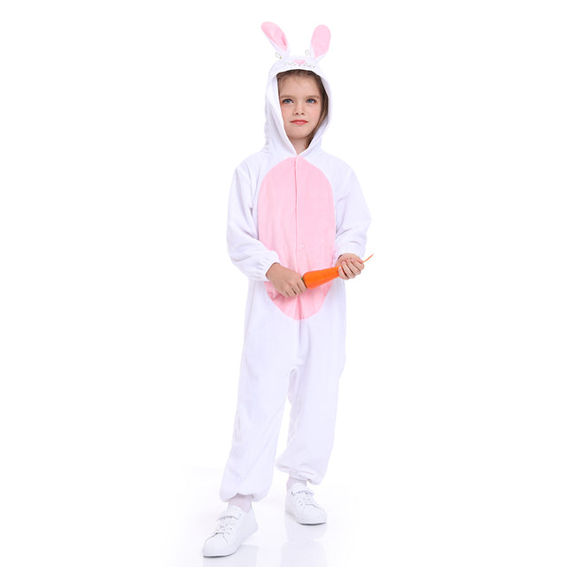 Easter Unisex Bunny Costume for Kid,Halloween Plush Animal Onesie for Child,Flannel Chritmas Hooded Pajamas for Boy&Girl