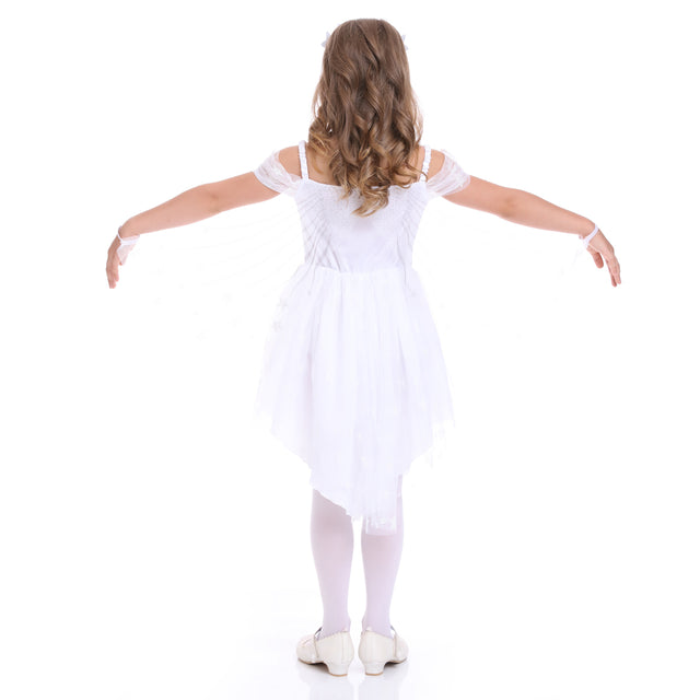 Party Wedding Dress Girls, Flower Princess Dresses Kids,Flutter Sleevel Dance Costume,Formal Outfit,White