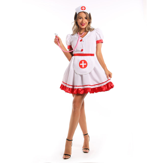 Women Nurse Costume Sexy Set, Women's Schoolgirl Roleplay Outfit, Heartbreaker Uniform Cosplay Outfit, White