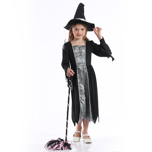Halloween Spider Witch Costume With Hat Girls, Fancy Party Princess Dress Girl, Black Spider Cosplay Outfit Kids