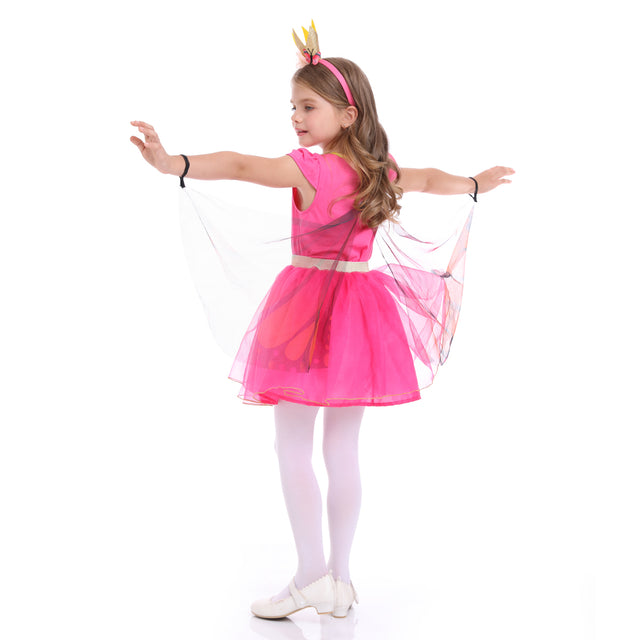 Butterfly Princess Dress for Birthday Wedding Party Girl，Flower Ballet Dance Dress Costume Set with Wings Accessories Girl