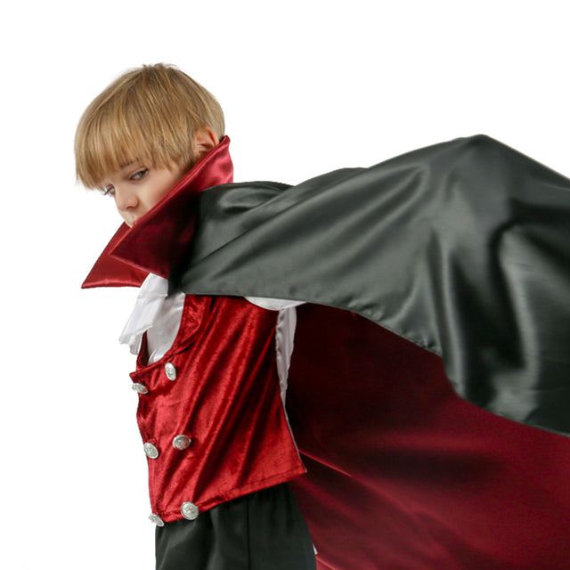 Halloween Vampire Dracula Costume with Cape Kids,Darkness Blood Bat Prince Outfit Boys,Child Scary Set for Carnival,Black Red