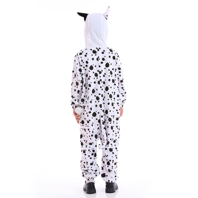 Dalmatians Costume Kids, Unisex Puppy Dog Pajamas,Halloween Animal Spot Dog Cosplay Dress Up For Child