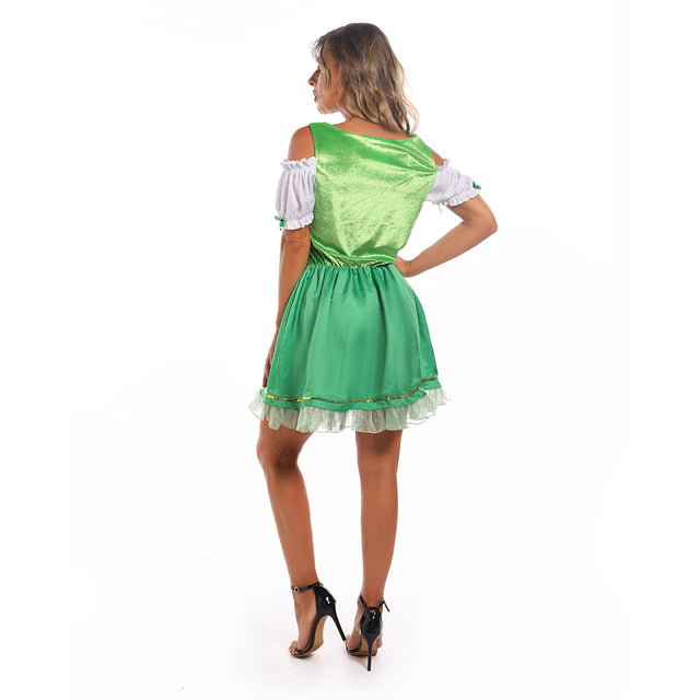 Leprechaun Costume Women,Irish St.Patrick's Lucky Lass Dress Adult Sexy Party Costume, Green