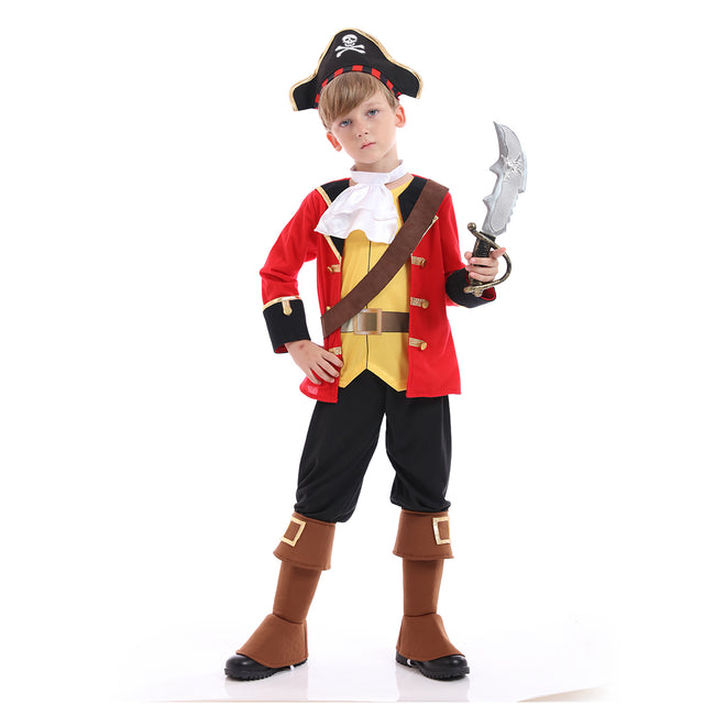 Kids Deluxe Pirate Costume Set,Seven Seas Captain Role Play For Halloween Party