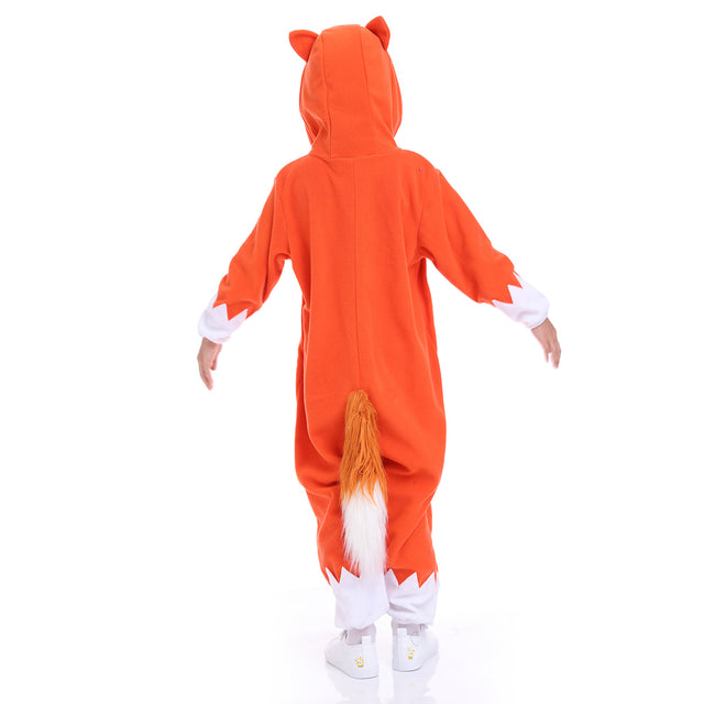Fox costume for kids, fox pajamas, plush fox animal costume, fancy dress , three size 1-pcs, red