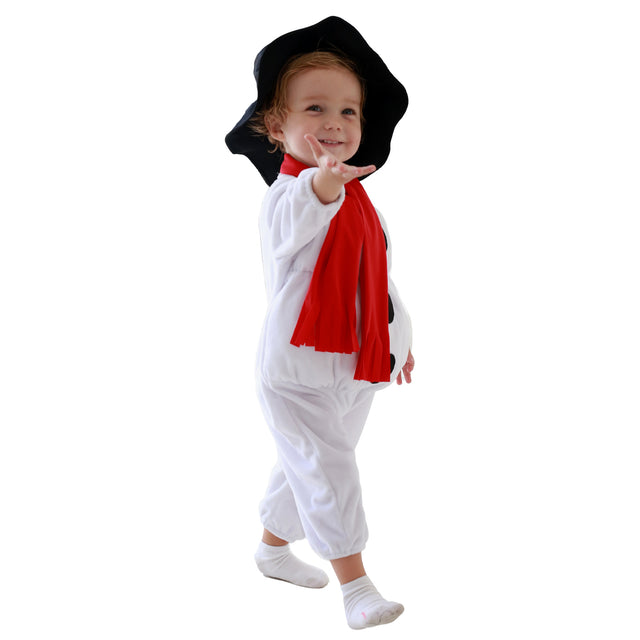 Snowman Costume Unisex Baby for Christmas, Classic Snowman Toddler Jumpsuit Climbing Suit with Hat