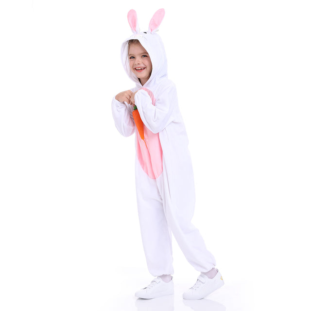 Easter Unisex Bunny Costume for Kid,Halloween Plush Animal Onesie for Child,Flannel Chritmas Hooded Pajamas for Boy&Girl