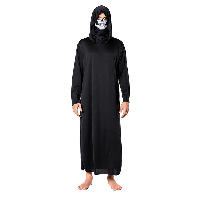 Ghost Face Gown Costume Adult,Creepy Qhantom Dress Up Unisex,Halloween Scary Cosplay Suit with Mask,Black