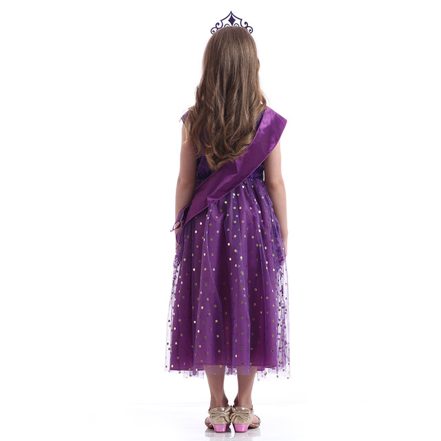 Halloween Witch Costume with Accessories Girls,Fairytale Storybook Purple Outfit Girl,Cosplay Fancy Party Dress Kids