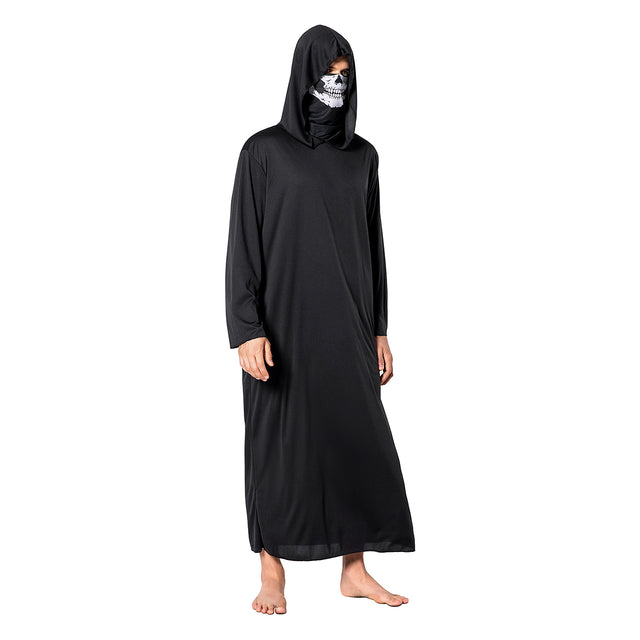 Ghost Face Gown Costume Adult,Creepy Qhantom Dress Up Unisex,Halloween Scary Cosplay Suit with Mask,Black