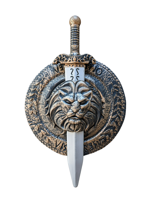 Medieval Soldier Combat Shield Sword Costume for Kids, Renaissance Companion Weapon Set, Roman Gladiator Cosplay Accessories