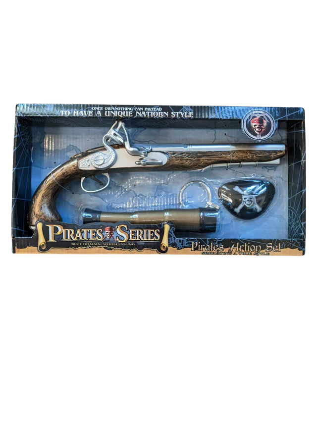 Pirate Costume Accessories  with Pistol Telescope Eye Patch Earring for Kids, 4 Piece Captain Caribbean Cosplay Set