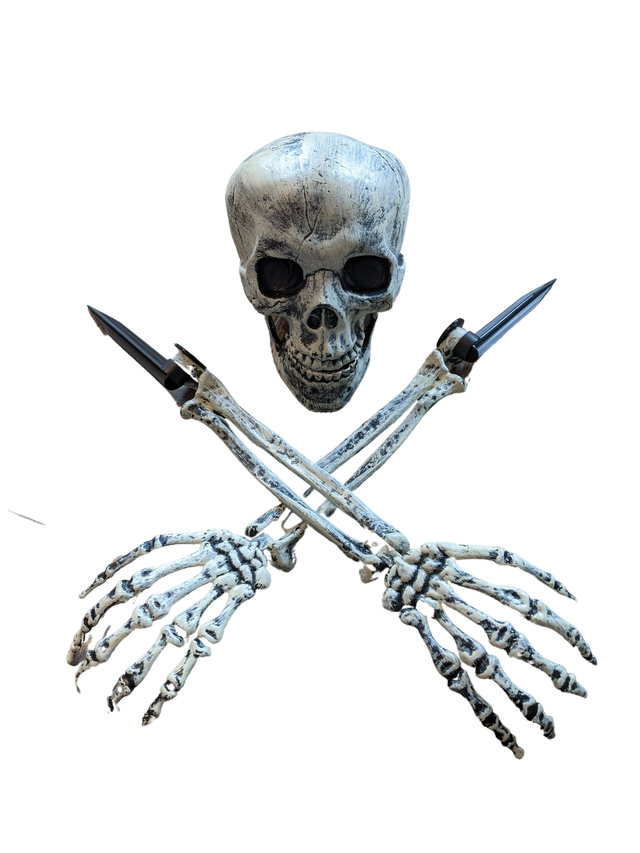 Halloween Skeleton Stakes Outdoor Decoration, White Skull Arms Yard Props, Scary Groundbreaker Décor for Gardon