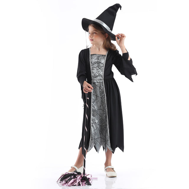 Halloween Spider Witch Costume With Hat Girls, Fancy Party Princess Dress Girl, Black Spider Cosplay Outfit Kids