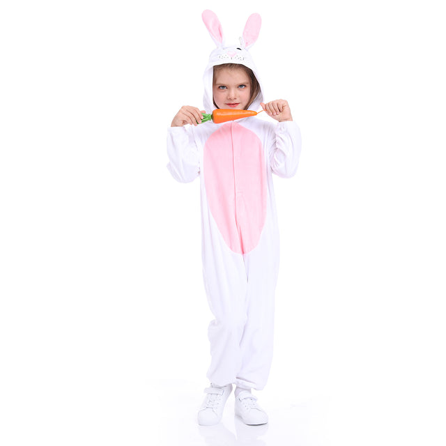 Easter Unisex Bunny Costume for Kid,Halloween Plush Animal Onesie for Child,Flannel Chritmas Hooded Pajamas for Boy&Girl