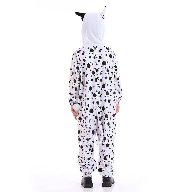 Dalmatians Costume Kids, Unisex Puppy Dog Pajamas，Halloween Animal Spot Dog Cosplay Dress Up For Child