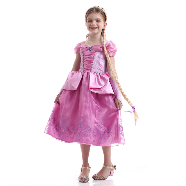 Purple Princess Dresses Girls With Accessories, Wedding Party Bridesmaid Off Shoulder Costume Girl, Halloween Long Dress Kids