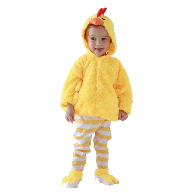 Chicken Costume for Children，Halloween Easter Animals Stripe Outfit，Plush Raya Chick Set Kids Unisex Yellow