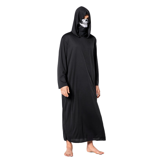 Ghost Face Gown Costume Adult，Creepy Qhantom Dress Up Unisex，Halloween Scary Cosplay Suit with Mask，Black